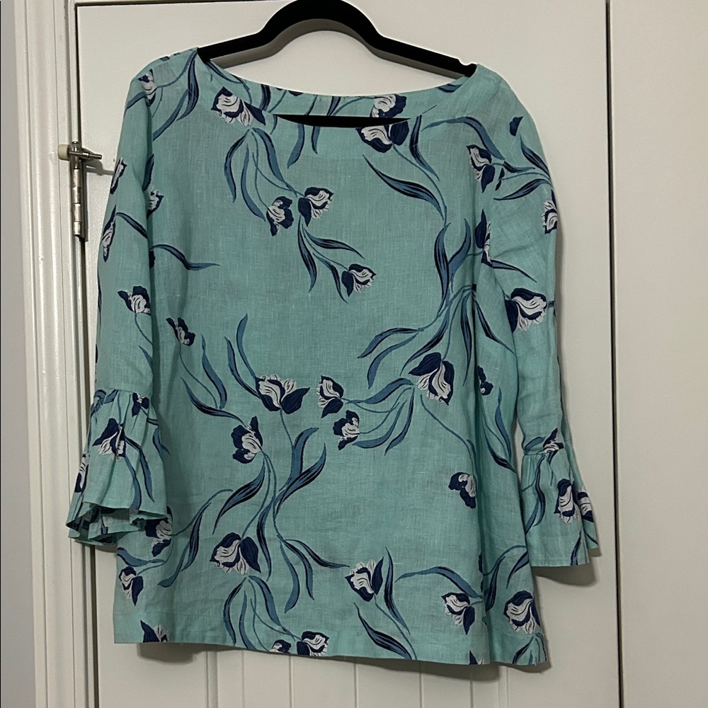 Charter Club Teal Linen Blouse